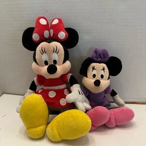 Disney Parks Minnie Mouse Plush Set of 2 Signed